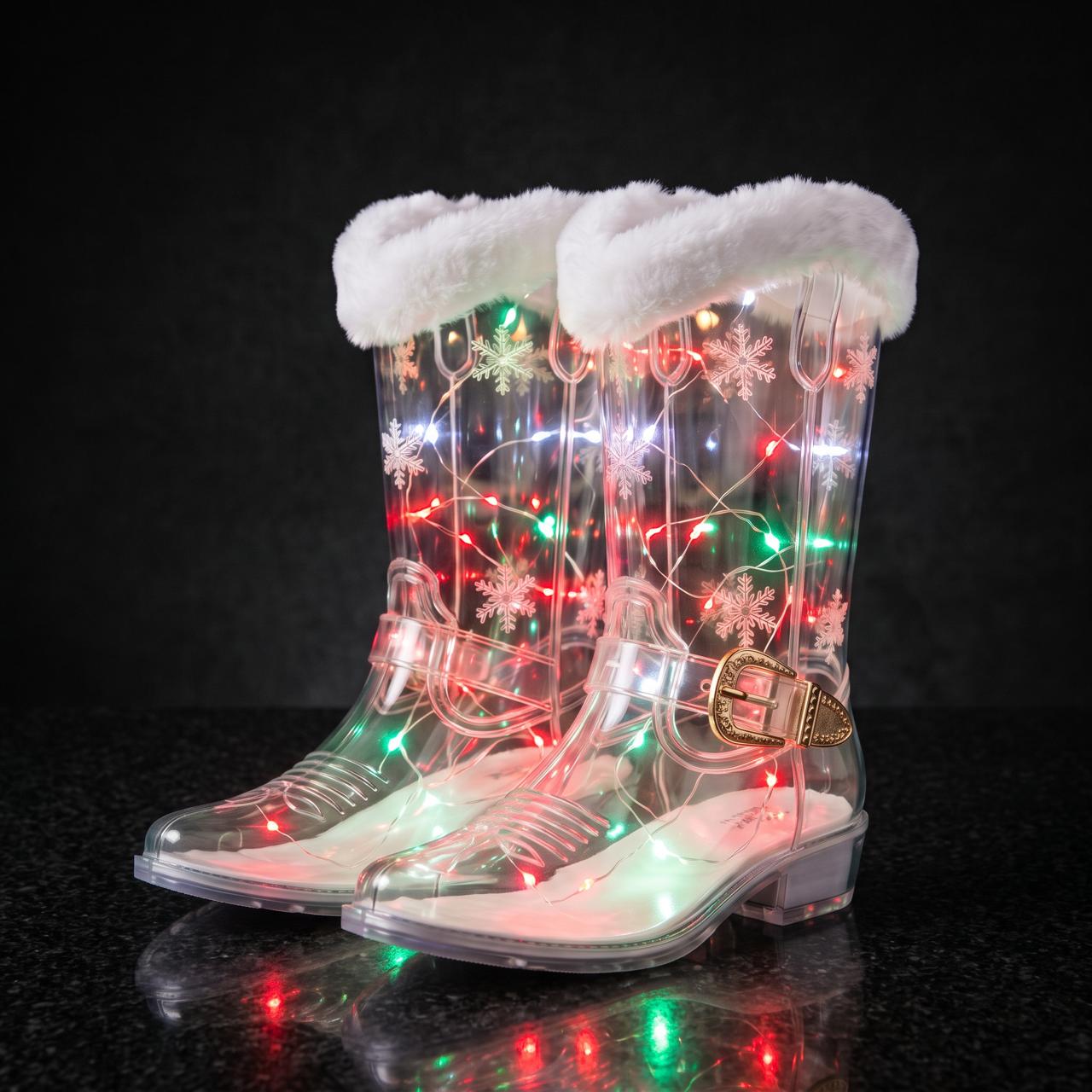 LED light-up holiday boots glowing