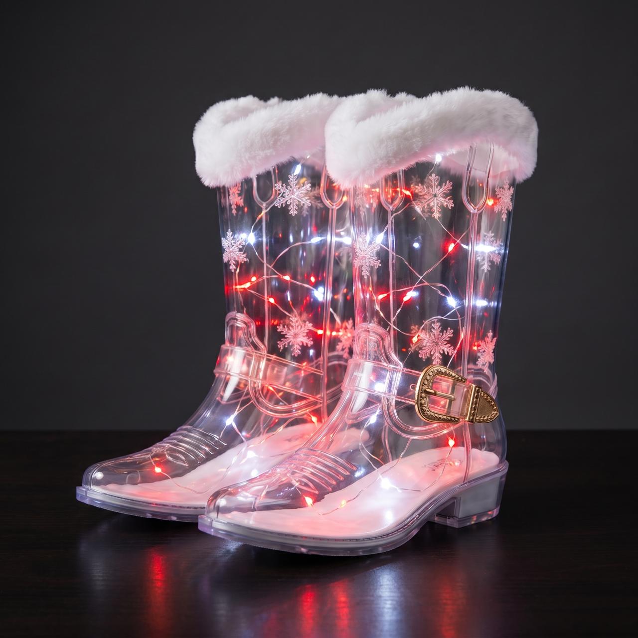 Red glow LED boots